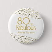 80 en Fabulous Gold Glitter 80th Birthday Ronde Button 5,7 Cm (Voorkant)