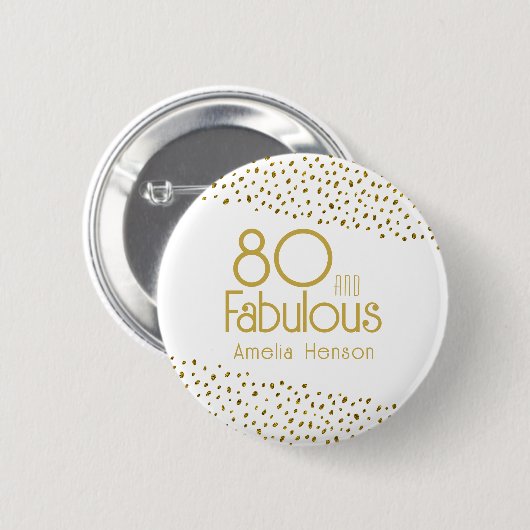 80 en Fabulous Gold Glitter 80th Birthday Ronde Button 5,7 Cm (Voorkant /achterkant)