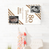 80 en Fabulous Gouden Glitter 2 Foto 80ste Verjaar Spandoek (Insitu)