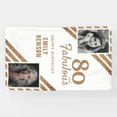 80 en Fabulous Gouden Glitter 2 Foto 80ste Verjaar Spandoek (Horizontaal)
