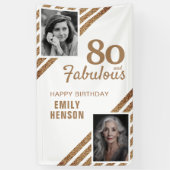 80 en Fabulous Gouden Glitter 2 Foto 80ste Verjaar Spandoek (Verticaal)