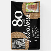 80 en Fabulous Gouden Glitter 2 Foto Verjaardag  Spandoek (Verticaal)