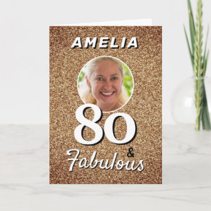80 en Fabulous Gouden Glitter Foto 80ste Verjaarda Kaart