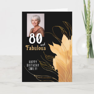 80 en Fabulous Gouden Loof 80ste Verjaardag Foto Kaart