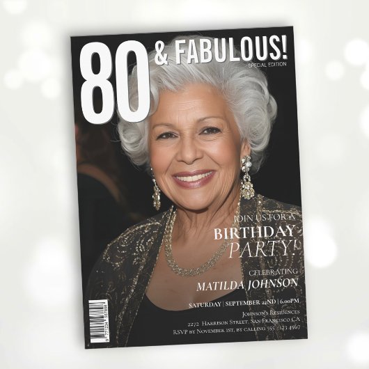 80 en Fabulous Magazine Hoesje 80ste verjaardag Kaart