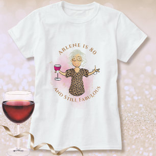 80 en Fabulous Vrouwelijke Cartoon Fun 80ste verja T-shirt