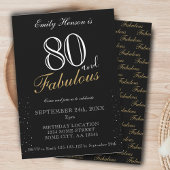 80 en Fabulous Zwart Elegant Script Verjaardag Kaart