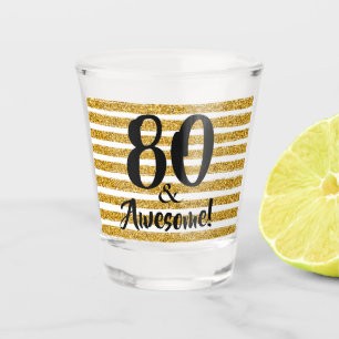 80 en Geweldige Gold Faux Glitter Stripe Custom Shot Glas