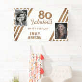 80 en Prachtig Goud Glitter 2 Foto 80ste Verjaarda Spandoek (Insitu)