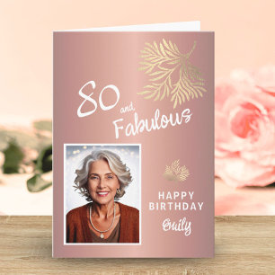 80 en Prachtig Loof 80ste Verjaardag Foto Kaart