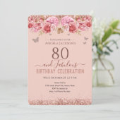 80 et fabuleux Adulte Anniversaire rose Invitation (Debout devant)