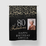 80 et fabuleux Confetti Black 80th Birthday Photo<br><div class="desc">80 et Fabulous Confetti Black 80th Birthday rideaux photo. Belle toile de fond pour la fête du 80ème anniversaire avec une photo personnalisée, inspirationnelle et drôle de citation 80 et fabuleux et texte en script tendance avec un nom. Personnalisez le panneau avec votre photo, votre nom et l'âge, et faites...</div>