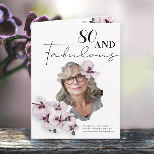 80 & Fabulous Orchide Foto Verjaardagskaart Kaart
