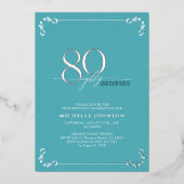 80 & Fabulous Turquoise & Silver Birthday Folie Uitnodiging (Voorkant)
