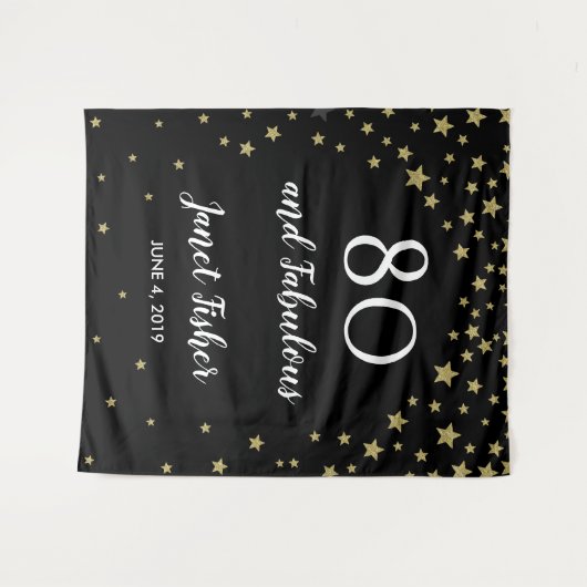 80 & Fabulous verjaardagsfoto-achtergrondbanner Fo Wandkleed (Voorkant (horizontaal))