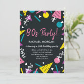 80 Fête Noir et Rétro Anniversaire Invitation (Debout devant)