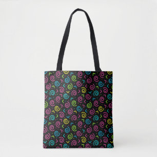 80-inch Retro Black en Neon Doodle Pattern Draagtas
