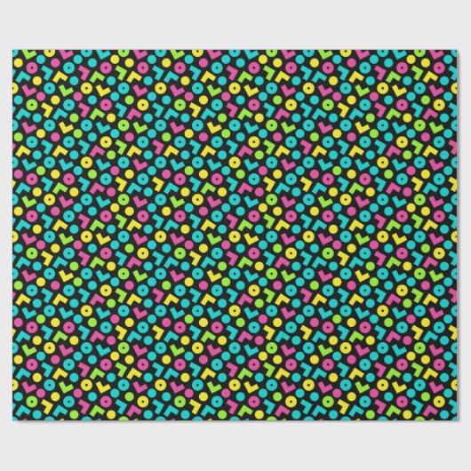 80-inch Retro Black en Neon Pattern Cadeaupapier (Vlak)