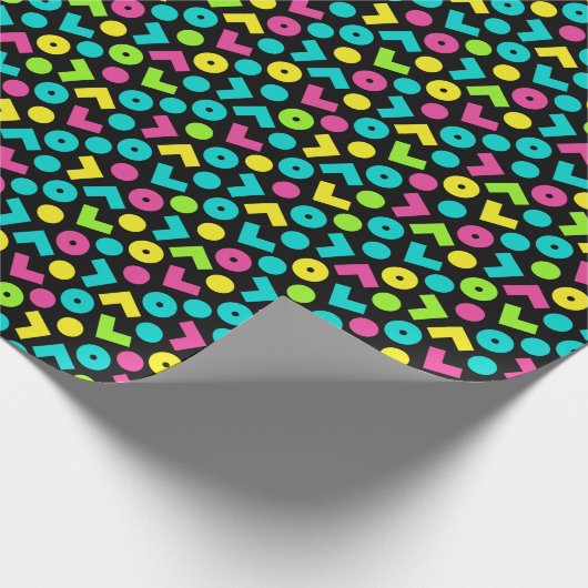 80-inch Retro Black en Neon Pattern Cadeaupapier (Hoek)