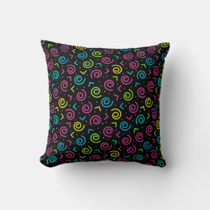 80-inch zwarte & Neon Doodle Pattern Kussen