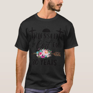 80 jaar lang door God gevleid, Christelijke bloem T-shirt
