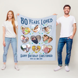 80 jaar met 80e verjaardag aangepaste foto fleece deken