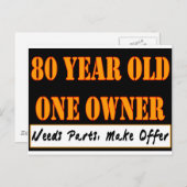 80 jaar oud, één eigenaar - heeft onderdelen nodig briefkaart (Voorkant / Achterkant)