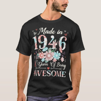 80 Jaar oud gemaakt in 1946 80ste verjaardag bloem T-shirt