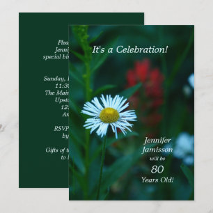 80 jaar oud verjaardagsfeest nodigt White Daisy ui Kaart