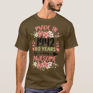 80 jaar oude 80ste verjaardag, geboren in 1942 mei t-shirt