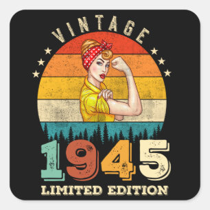 80 jaar oude Bday 1945 Vintage 80ste Verjaardag Vr Vierkante Sticker