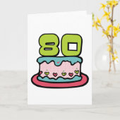 80 jaar oude Birthday Cake Kaart (Gele Bloem)