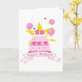 80 jaar oude Birthday Cake Kaart (Gele Bloem)