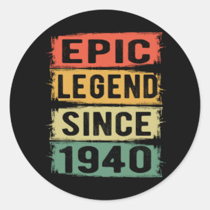 80 jaar oude dag 1940 Epic Legend 82nd Birthday Ronde Sticker