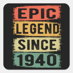 80 jaar oude dag 1940 Epic Legend 82nd Birthday Vierkante Sticker