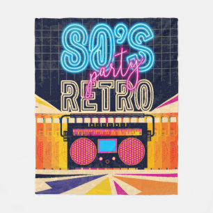 80 jaar, retro muziekfeest. Oude poster. Disco fl Fleece Deken