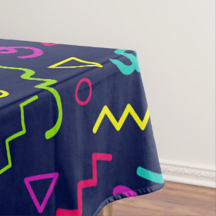 80 jaar, retro party neon Memphis patroon Tafelkleed