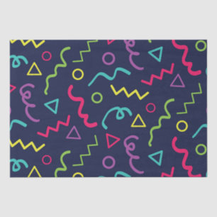 80 jaar, retro party neon Memphis patroon Tissuepapier
