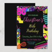 80 jaar uitnodiging, terug naar de 80, elke leefti kaart (Voorkant / Achterkant)