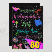 80 jaar uitnodiging, terug naar de 80, elke leefti kaart (Voorkant / Achterkant)