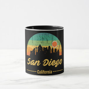  80-jarige San Diego City Skyline Retro Sunset Mok