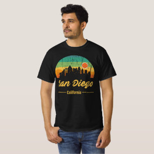 80-jarige San Diego City Skyline Retro Sunset T-shirt