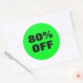 80 % korting op neongroen teken verlaagd ronde sticker (Envelop)