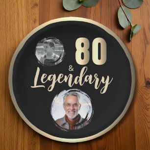 80 & Legendarisch 2 foto's 80th Birthday Gold Papieren Bordje