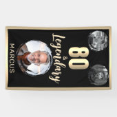 80 & Legendarisch 3 Foto's 80ste verjaardag Goud Spandoek (Horizontaal)