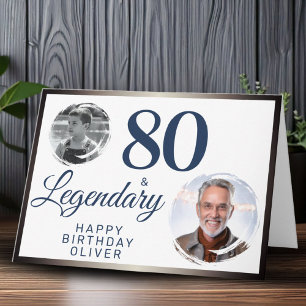 80 & Legendarisch Metaal 2 Foto's 80ste verjaardag Kaart