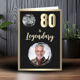 80 & Legendarische 2 Foto's 80ste Verjaardag Goud Kaart