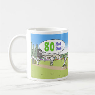 80 Niet uit Cricket Theme. 80e verjaardag Koffiemok