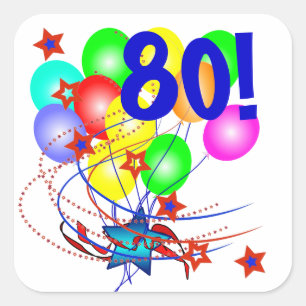 80! of een Age Birthday-ballon die Vierkante Sticker