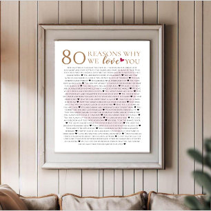 80 redenen waarom we van je houden 70e 60e 50e ver poster